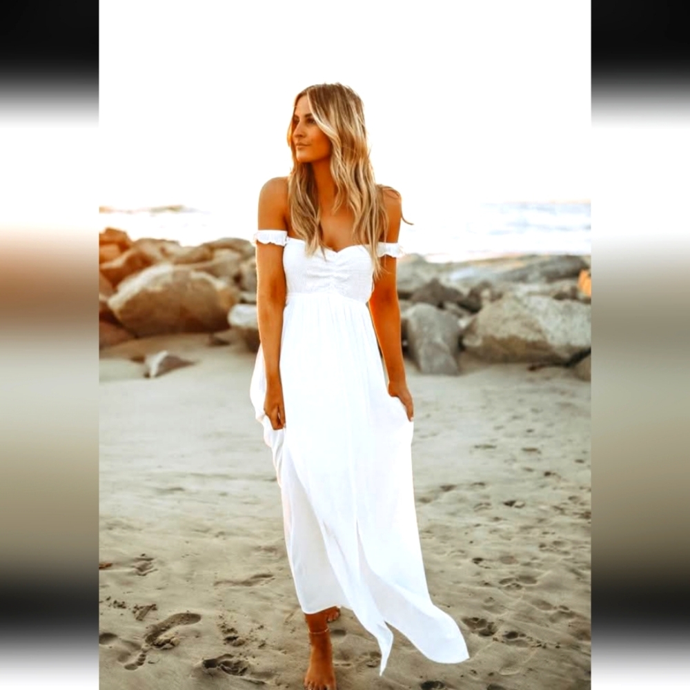 Magnolia White Off-Shoulder Dress, Size S